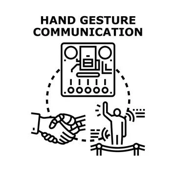 Hand gesture communication connecting human and robot technology Stock Illustration