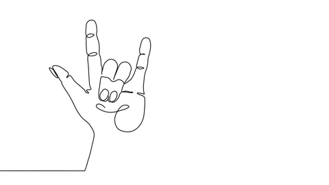Hand gesture, coolness and rock symbol or sign animated illustration. One Stock Footage 299790883