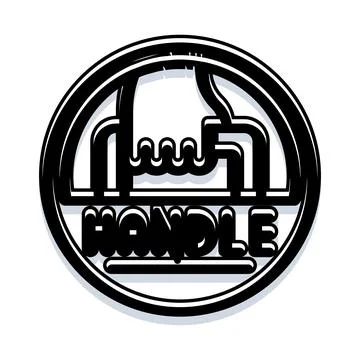 Hand gesture forming word handle in circular icon design Illustration