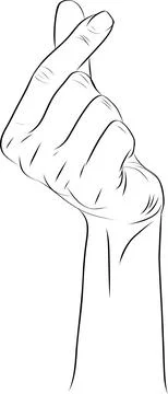 Hand gesture heart made of two fingers, mini heart sign of fingers, Hand ma.. 스톡 일러스트