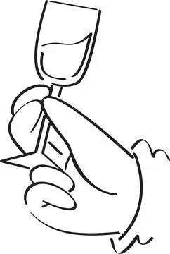 Hand gesture holding small glass of wine 库存插图