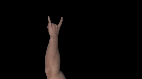 Hand Gesture - Horns Fingers Out - White Male - 2 - Loop - Alpha channel Stock Footage