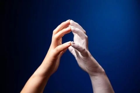 Hand gesture. Human gesture. Two hands touch with each other to each other on a Stock Photos