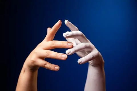 Hand gesture. Human gesture. Two hands freely touch each other with their Stock Photos