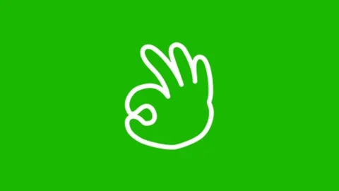 Hand Gesture Icon Animation With Green Background Stock Footage 345694067