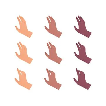 Hand gesture icon collection. Open palm touch and point sign Stock Illustration