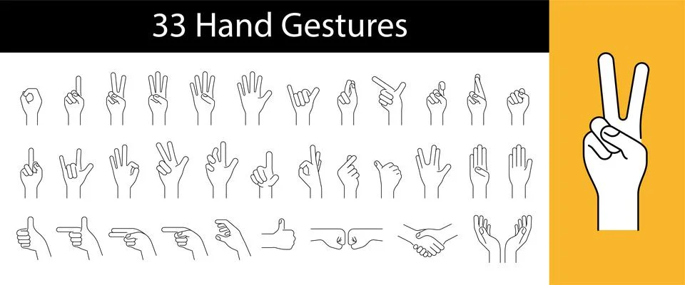 Hand gesture icon set, vector illustration Stock Illustration