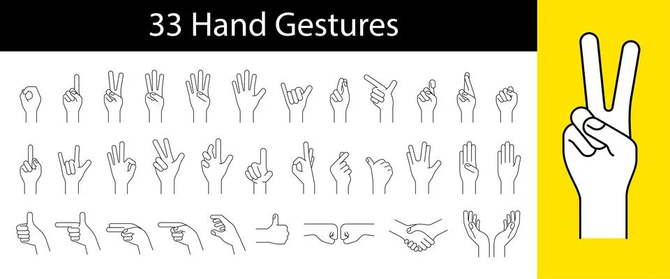 Hand gesture icon set, vector illustration Stock Illustration