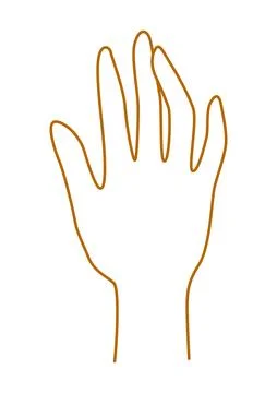 Hand gesture image. Palm points or gives something. Line art style isolated.. Stock Illustration