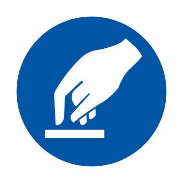Hand Gesture Indicating Touch or Button Press on Round Blue Background イラスト素材