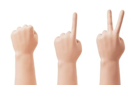 Hand gesture isolated on white background, 3d rendering. Illustrazione stock