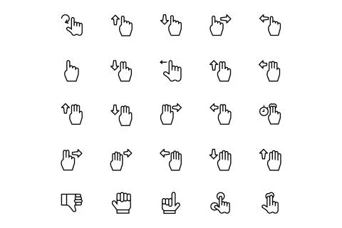 Hand Gesture Line Vector Icons Stock Illustration