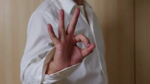 Hand gesture for OK sign. Human hand gesture, common hand movement. 库存影片 345460209