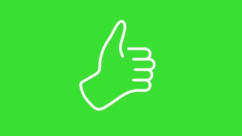 Like Hand Gesture Outline on green screen 2D animation (Chroma key) 4K Stock Footage 320928489
