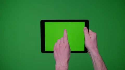 Hand gesture pack ipad smart device on greenscreen Stock Footage 89759554