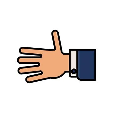 Hand gesture palm open side view outline vector icon Stock Illustration