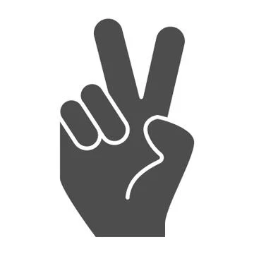 Hand gesture peace solid icon. Hand with two fingers up vector illustration イラスト素材