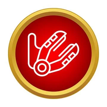 Hand gesture pliers icon in red gold circle Ilustración de archivo