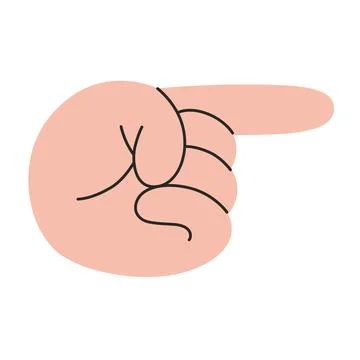 Hand gesture, pointing direction with the index finger, cursor. Gesturing h.. Stock Illustration