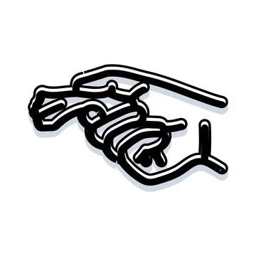 Hand gesture pointing direction outline drawing art Stock Illustration