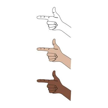 Hand gesture with pointing finger. One line art drawing Stock Illustration