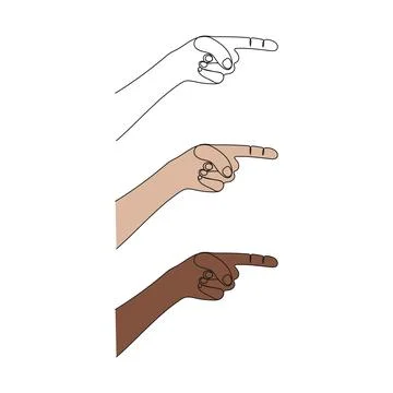 Hand gesture with pointing finger. One line art. Stock Illustration