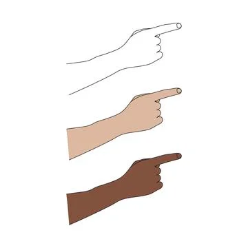 Hand gesture with pointing finger. One single line drawing. Stock Illustration