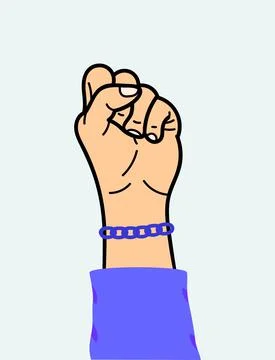 The hand is a gesture of protest. For use on textiles, packaging paper, souve Stock Illustration
