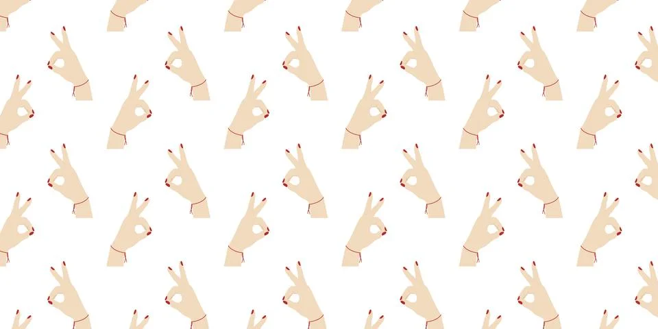 Hand Gesture as Rabbit face Seamless Pattern Banner Format Motivation content or Stock Illustration