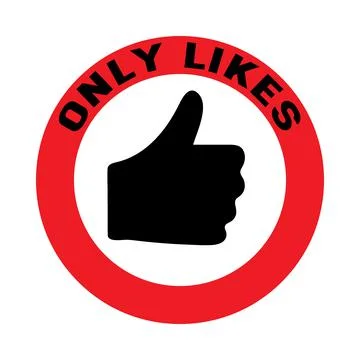 Like hand gesture in red circle with slogan, internet communication free of n Stock Illustration