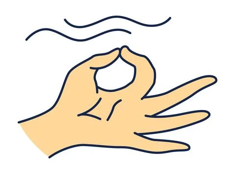 The Hand Gesture Represents Calmness and a State of Focused Attention and Stock Illustration