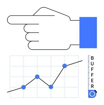 Hand Gesture with Rising Line Graph and Buffer Indicator Showing Progress a.. Stock Illustration