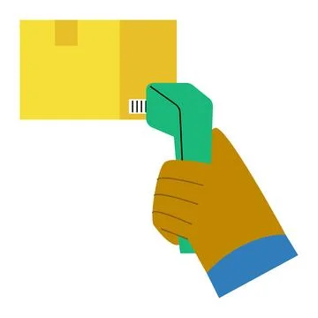 Hand gesture scanning product barcode or qr code Illustrazione stock