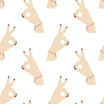 Hand gesture in shape of rabbits face Seamless Pattern Minimalist Flat design 스톡 일러스트
