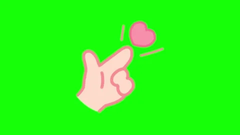 Hand gesture shooting heart animation loop on green screen background Stock Footage 314260139