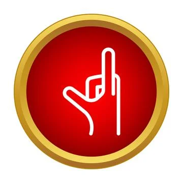 Hand gesture showing middle finger outline in red circle Stock Illustration