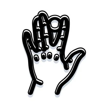 Hand gesture showing stop or surrender outline Stock Illustration