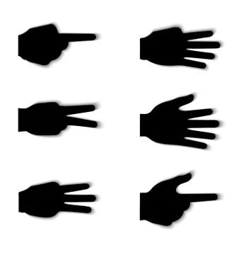 Hand gesture silhouettes with shadow effect isolated on white Stock Illustration