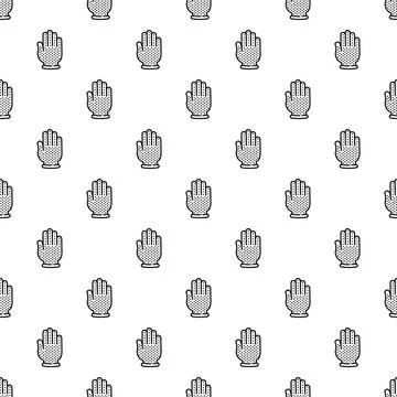 Hand gesture stop sign gloves seamless pattern Stock Illustration