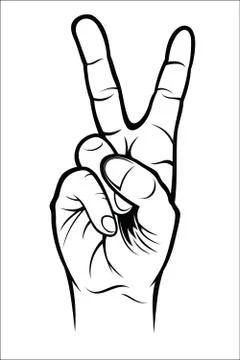 Hand gesture - Victory Stock Illustration