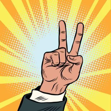 The hand gesture of victory Stock Illustration