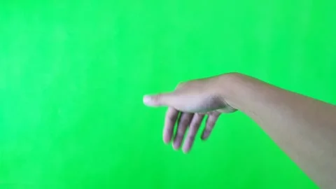 Hand gesture waving to come closer with a green screen background Stock Footage 302632968
