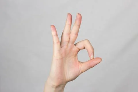 Hand gesture on a white background everything is good 写真素材