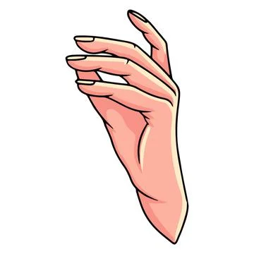 Hand gesture. Woman's hand. Hand gestures. Cartoon style. Stock Illustration