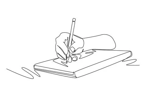 Hand gesture writing on an open note book to write business draft Stock Illustration