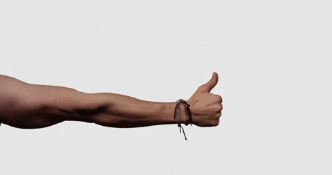 Hand gestures with alpha channel. Pre keyed. Muscular male arm with Stock Footage 264844418