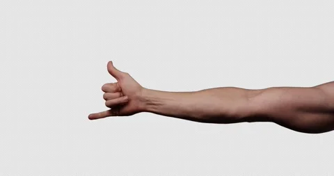 Hand gestures with alpha channel. Pre keyed. Muscular male hand shows Stock Footage 264845043