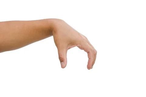 Hand gestures are captured something on a white background. Stock Photos