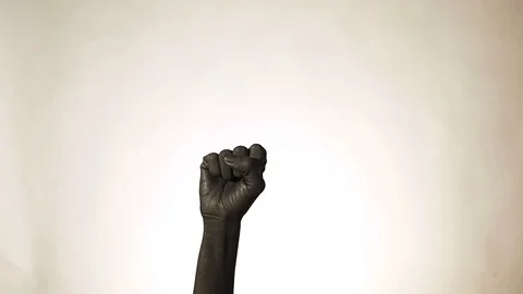 Hand gestures. Black painted woman's hand pointing up with finger number one, Stock Footage 100681415