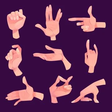 Hand gestures in different positions set isolated Stock-Illustration